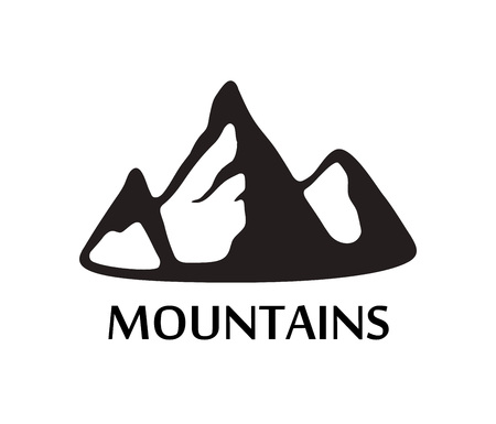 Black Logo of Mountains isolated on White Background. Vector Emblem with Alps of Switzerland.のイラスト素材