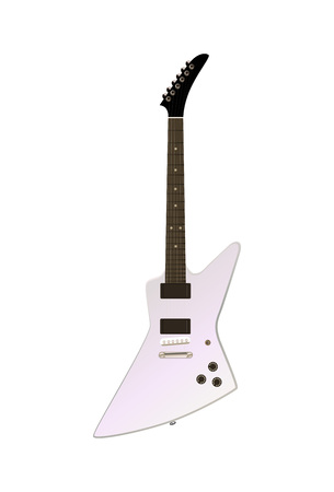 White modern electric guitarのイラスト素材