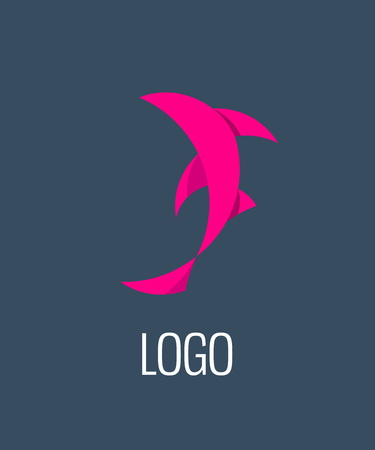 Style Pink Fish isolated on dark background - Vector Illustrationのイラスト素材