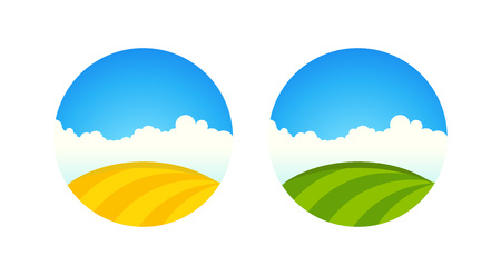 Farm Field in orange and green colorsのイラスト素材