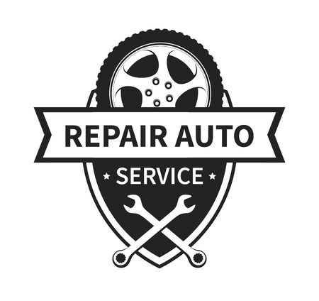 Vector Emblem for Repair Car and Tire Serviceのイラスト素材