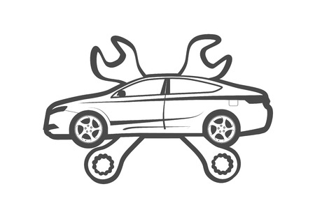 Emblem of Auto Repair Service as Coat of Arms Crossのイラスト素材