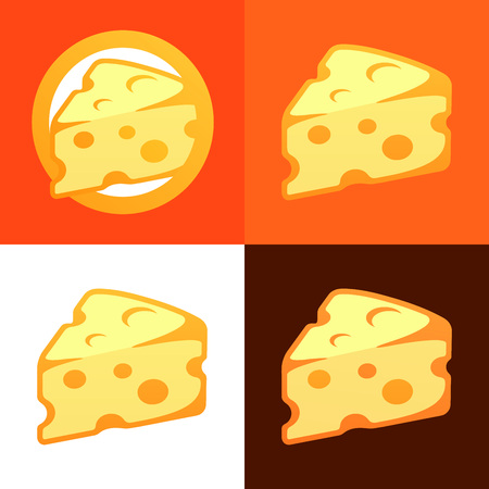 Style Cheese Icon - Style Cheese Icon in Flat Design on Different Backgrounds.のイラスト素材