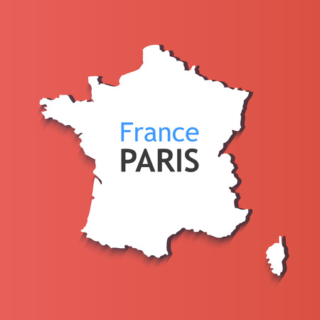 White Silhouette of France. Caption on Contour of Mapのイラスト素材