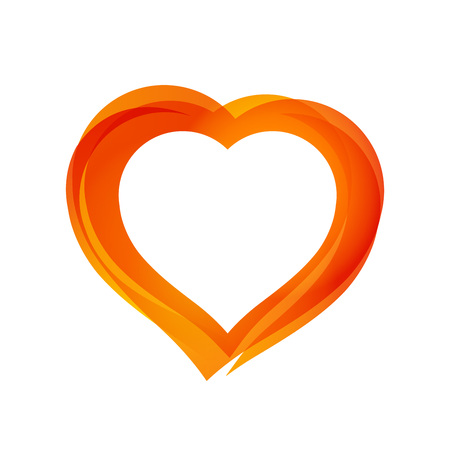 Beautiful Orange Heart. Vector Icon isolated on white.のイラスト素材