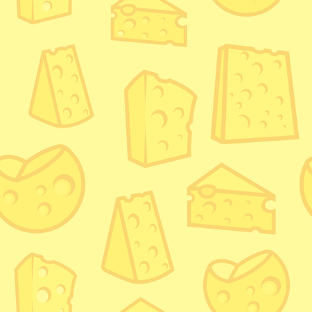 Vector Seamless Background with Porous Cheese, Yellow Texture for Design of Culinary Company.のイラスト素材