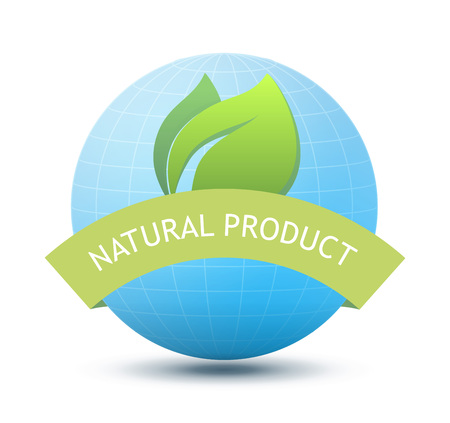 Eco Emblem with Green Leaf, Natural Product. Vector Sign isolated on white.のイラスト素材