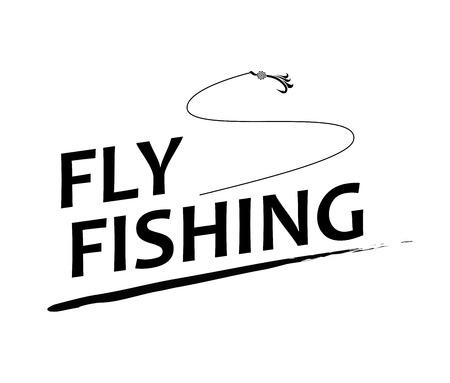 Fly Fishing, Label isolated on white background, Vector Illustration.のイラスト素材