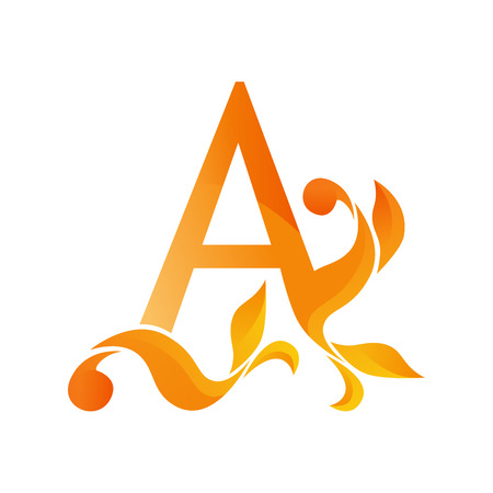 Text Letter A in Fire Flame, Vector Icon isolated on white.のイラスト素材