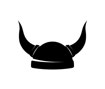 Helm of Viking with Horns, Black Silhouetteの写真素材