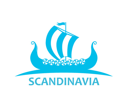 Drakkar - Scandinavian Long Boat, Vector Illustration isolated on whiteのイラスト素材