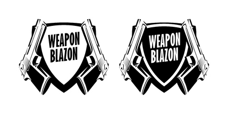 Pistol Weapon logo label emblem - Vector Badge illustration on white background.のイラスト素材