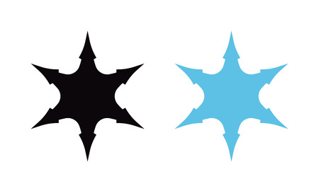Vector silhouettes of Snowflakes in blue and black colors.のイラスト素材