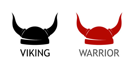 Logo with Viking Horned Helmet silhouette on white background with caption.のイラスト素材