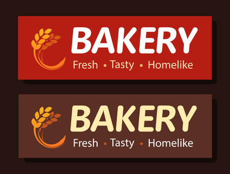 Signboard banner of Bakery. Beautiful conspicuous vector for Bakery with Ear of Wheat illustration and Title.のイラスト素材