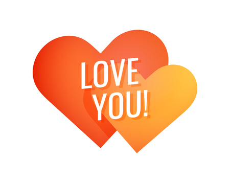Love You - Simple colorful emblem for decoration of greeting cards or same typography of Love theme. Vector label.のイラスト素材