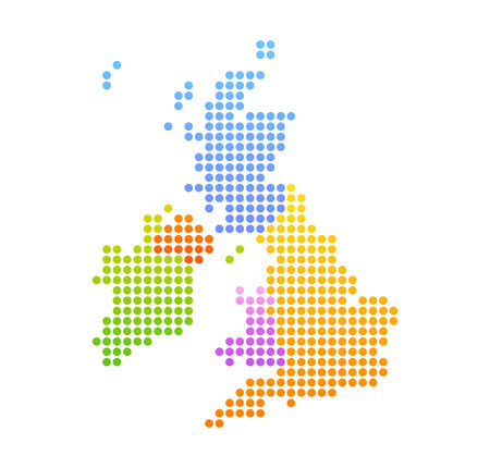Map of United Kingdom and Ireland, Vector Colorful Illustration in dot style.のイラスト素材
