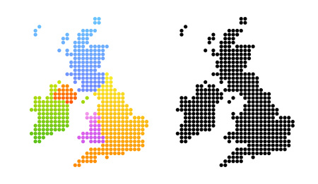 Map of United Kingdom and Ireland, Vector Colorful and Black Illustrations in creative style.のイラスト素材