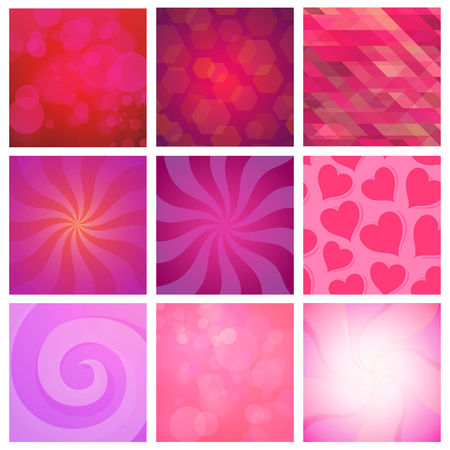 Set of Abstracy Background red and pink color for celebration and holidays. Vector Romantic wallpapers - design elements.のイラスト素材