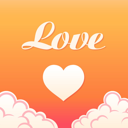 Template design with heart for Valentines Day in red color, Paradise vector illustration.のイラスト素材