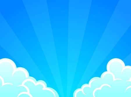 Blue sky with white clouds - vector backgroundのイラスト素材
