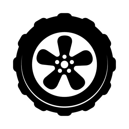 Wheel icon isolated on white background. Simple symbol for Dealership or Repair Service. Element design for logo, web and social mediaのイラスト素材