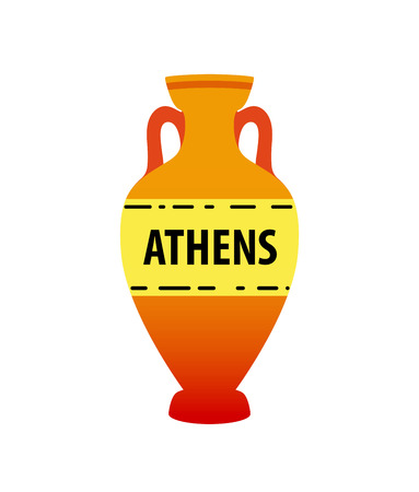 Vector greek amphora image isolated on white. Colorful ancient earthenware symbol.のイラスト素材