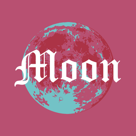 Full Moon, Vector illustration of Moon in Creative Modern style with Gothic font caption.のイラスト素材