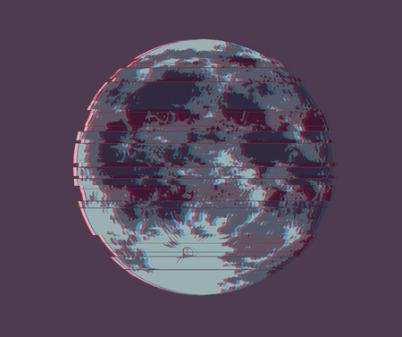 Full Moon, Vector illustration of Dark Moon with Glitch distortion effect.のイラスト素材