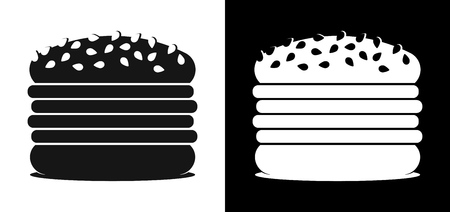 Set of Icons with Burgers on a black and white background. Vector illustration in flat style isolated in EPS10.のイラスト素材