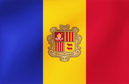 Vector national flag of Andorra. Beautiful illustration with wavy texture.のイラスト素材