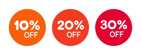Set of Sale and Discount labels round shape isolated. Vector illustrations of stickers for web site...