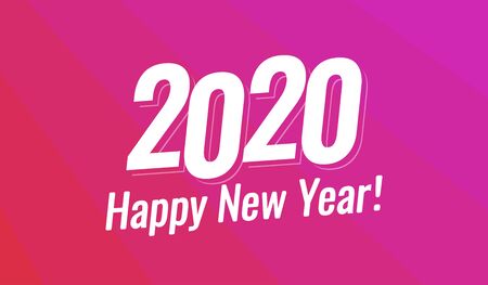 Happy New Year 2020 Greeting Card, Vector Christmas holiday layout for card, invitation, sale offer or calendar in pink modern style.のイラスト素材