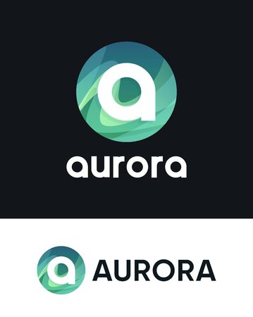 Aurora with Letter A on black and whiteのイラスト素材