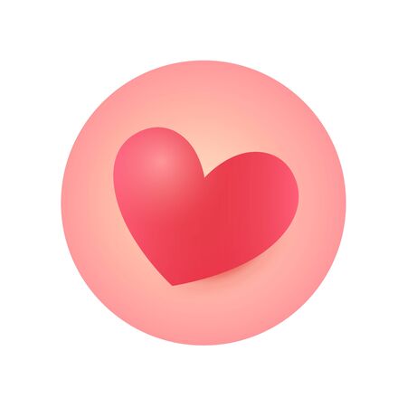 Round Heart Icon, Sticker for Valentines Dayのイラスト素材