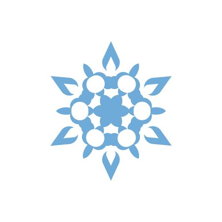 Snowflake icon. Christmas and winter theme. Simple flat blue illustration on white background.のイラスト素材