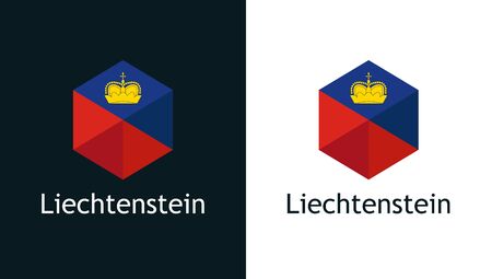 Icon of Liechtenstein flag on black and whiteのイラスト素材