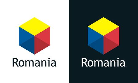 Vector icon of Romania flag on black and whiteのイラスト素材