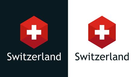 Vector icon of Swiss flag on black and whiteのイラスト素材
