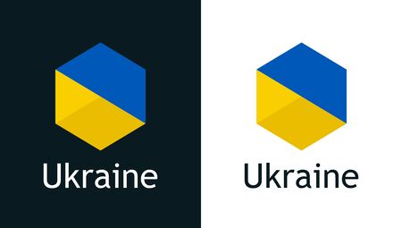Vector icon of Ukraine flag on black and whiteのイラスト素材