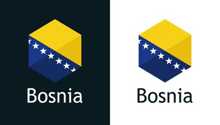Bosnia flag in vector, icon on white and blackのイラスト素材