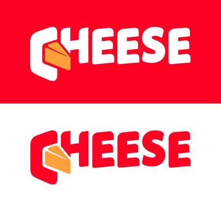 Cheese in lettering style on white and redのイラスト素材