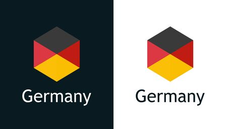 Germany flag in flat style on white and blackのイラスト素材
