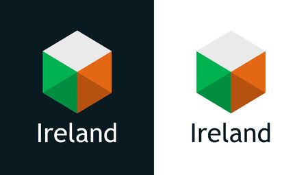 Ireland flag in flat style on white and blackのイラスト素材