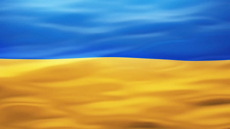 Realistic Ukrainian flag with windy texture backgroundの写真素材