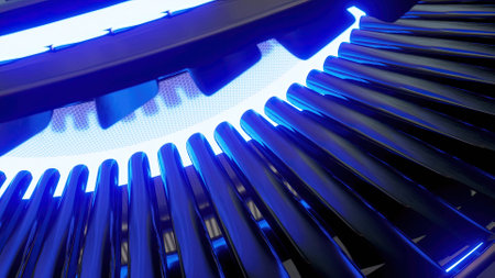 UFO Flying Saucer alien space ship with rotating rotor bladesの写真素材