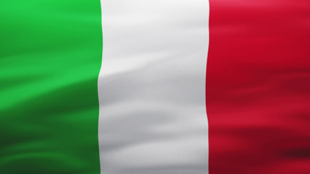 Italian flag, Rippled silk texture - 3D illustrationの写真素材