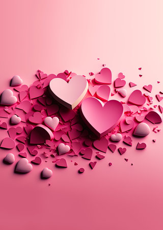 Valentines Day holiday placard pink color, Romantic postcard. Illustration for wedding gift template, Book or Calendar about Love and Girls with copy space.の写真素材