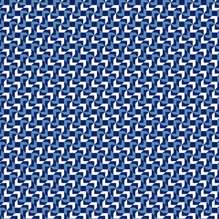Seamless pattern with blue and white geometric ornament. Vector illustration.