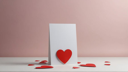 Valentine's day greeting card with red hearts. 3d renderingの写真素材